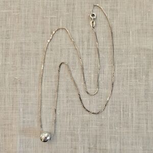 Vintage Vior Sterling Silver S Link Chain Necklace Slide Ball Charm Italy 925 16